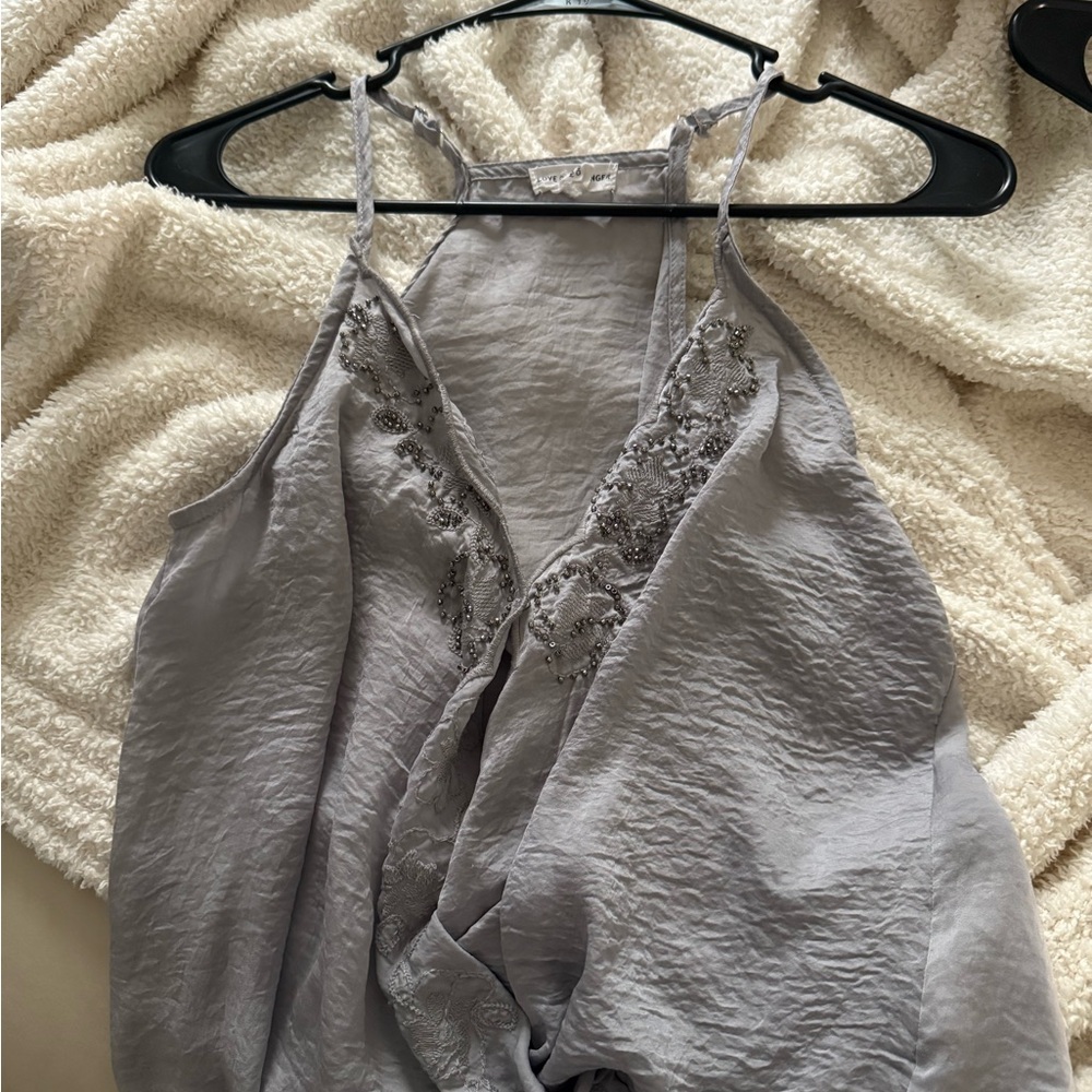Love on a Hanger Gray Embellished Tank Top
